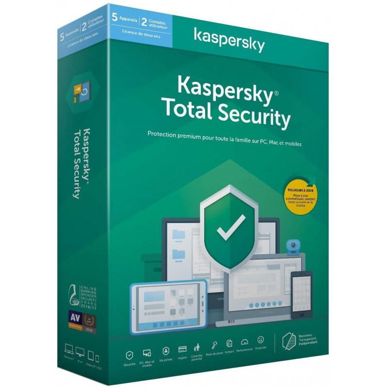 Logiciel  KASPERSKY  Kaspersky Total Security - 5 Postes / 1 an prix maroc