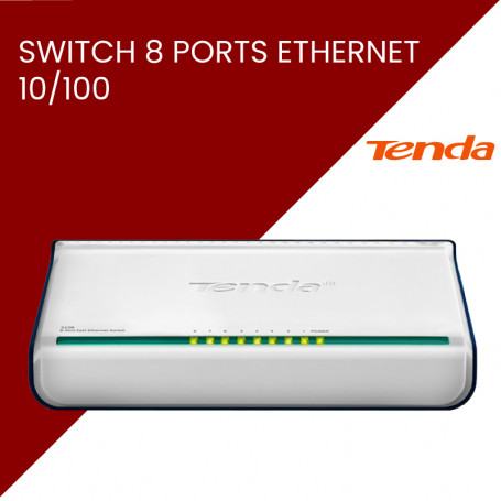 Switch / Hub  TENDA  SWITCH 8 PORTS ETHERNET 10/100 AVEC VOYANTS LED prix maroc
