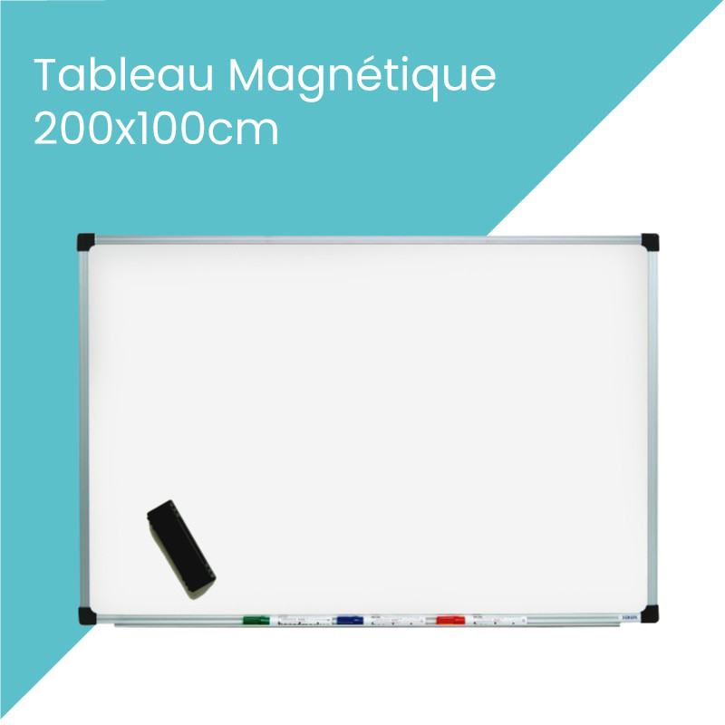 Tableau Blanc Magnétique 100X200 Double Face A Roulette Cadre En