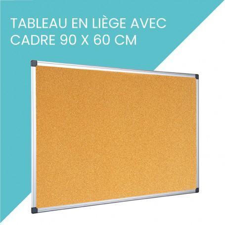 TABLEAU D'AFFICHAGE EN LIÈGE AVEC CADRE 90 X 60 CM (TAB001) - prix MAROC 