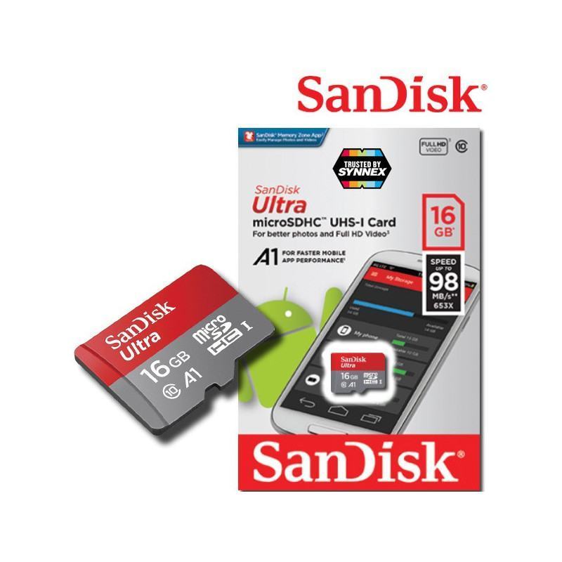 Carte mémoire micro SD Sandisk 16GB UHS U1 class 10 - e-shop Suisse