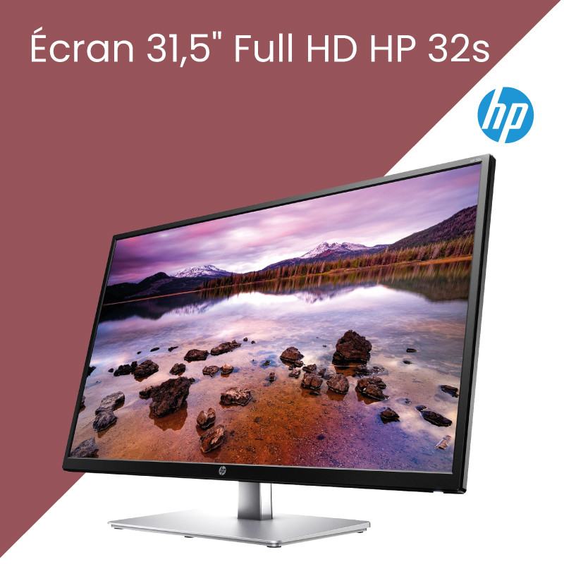 Écran HP 31,5" Full HD 32s 80 cm (31.5") 1920 x 1080 pixels (2UD96AA) - prix MAROC 