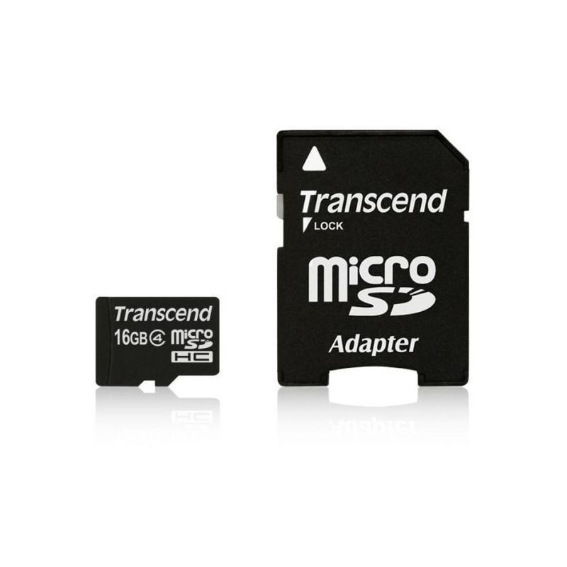 16GB microSDHC CARD Class 4(SD 2.0) w/adapter (TS16GUSDHC4) - prix MAROC 