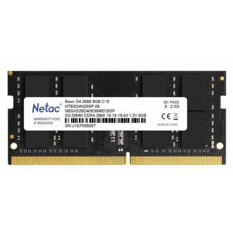RAM  Netac  8 GB DDR4-2666 MHZ CL 19 1.2V SODIMM prix maroc