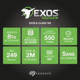 Disque interne  Seagate  Seagate Exos 7E8 3.5 HDD 8 To ENTREPRISE HDD 3.5" SATA 6GB/S - 7200 TPM prix maroc