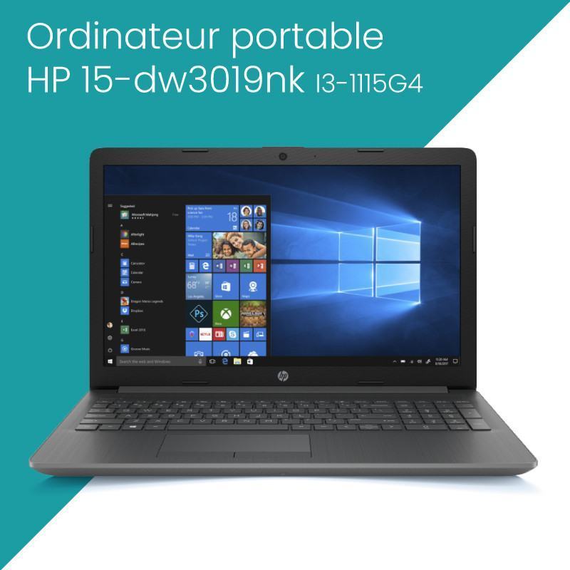 HP 15 15-dw3019nk i3-1115G4 4 Go 256 Go SSD 15,6" Windows 10 (2R0N2EA) - prix MAROC 