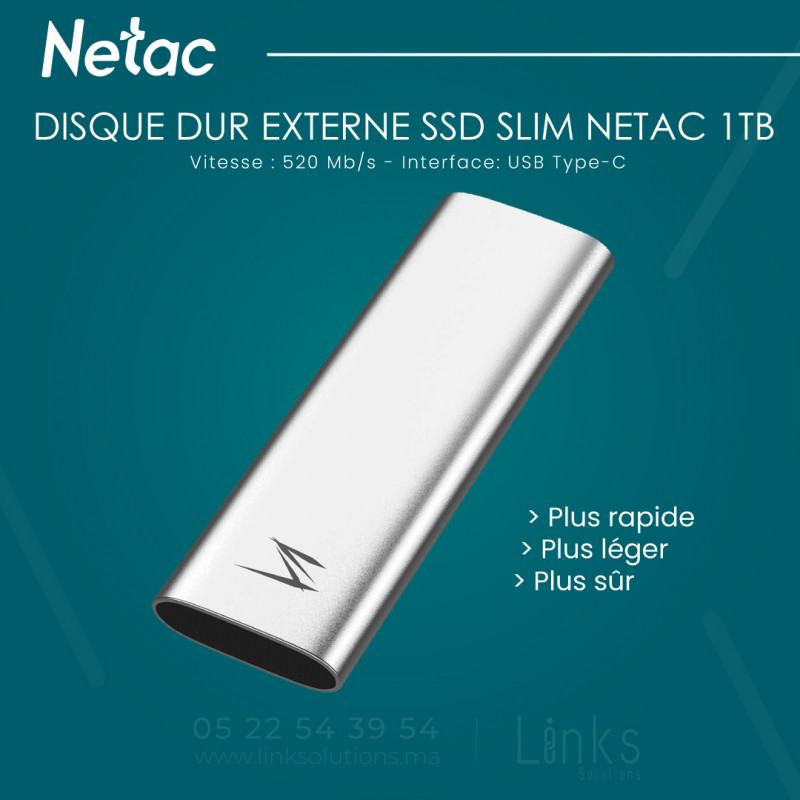 Netac Disque dur SSD 2To externe