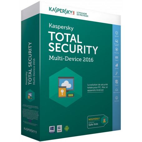Kaspersky Total Security 2016 KL1919FBEFS-6MAG 5 Postes (KL1919FBEFS-6MAG) à 321,00 MAD - linksolutions.ma MAROC