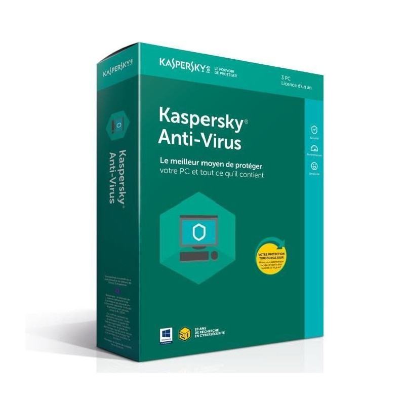 Kaspersky Antivirus 2018 pour PC 3 postes (KL1171FBCFS-­8MAG) - prix MAROC 