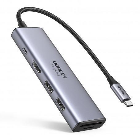 Adaptateur 6-in-1 USB-C USB Type-C 5000 Mbit/s Argent - Ugreen 60384 (60384) - prix MAROC 