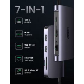 Adaptateur 7en1 USB-C 1 - Ugreen 50852 (50852) - prix MAROC 