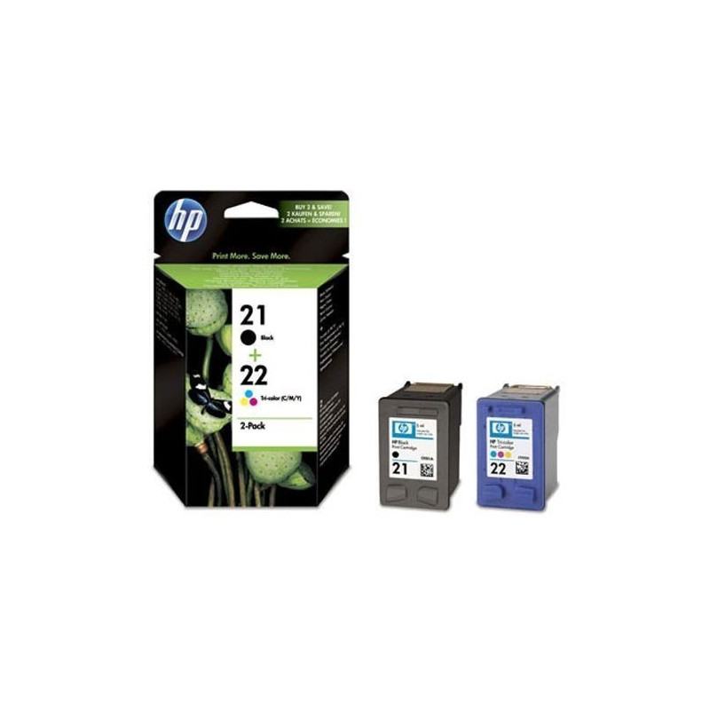 Cartouche  HP  HP 21 (noir) /HP 22 (trois couleurs) pack de 2 cartouches d'encre authentiques (SD367AE) prix maroc
