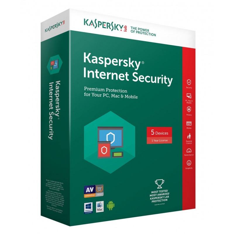 Antivirus et Sécurité  KASPERSKY  KASPERSKY Internet Security 2018 1Poste Multi-Devices / 1an (KL1941FBAFS-8MAG) prix maroc