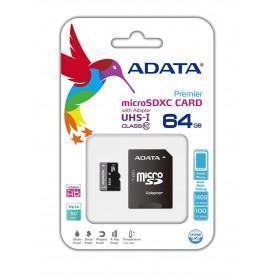 ADATA CLE USB ADATA MICROSDHC/SDXC UHS-I 64 GB AVEC ADAPTATEUR CLASS 11 (AUSDX64GUICL10-RA1) - prix MAROC 