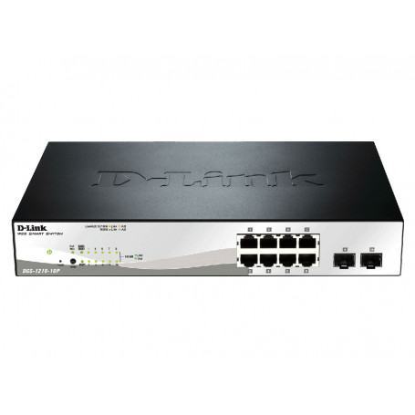Switch / Hub  D-LINK  D-Link Smart Switch 8-ports 10/100/1000Base-T PoE + 2 SFP ports , 65W PoE Power budget (DGS-1210-10P ) pri