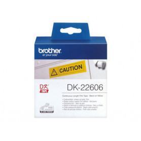 Brother DK22606 Rouleau de Papier Original Noir sur Jaune 62mm x 15,24m (DK22606) - prix MAROC 
