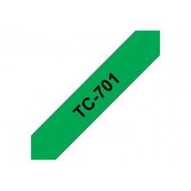 Brother TC701 P-Touch noire sur vert 12mm x 7m (TC701) - prix MAROC 