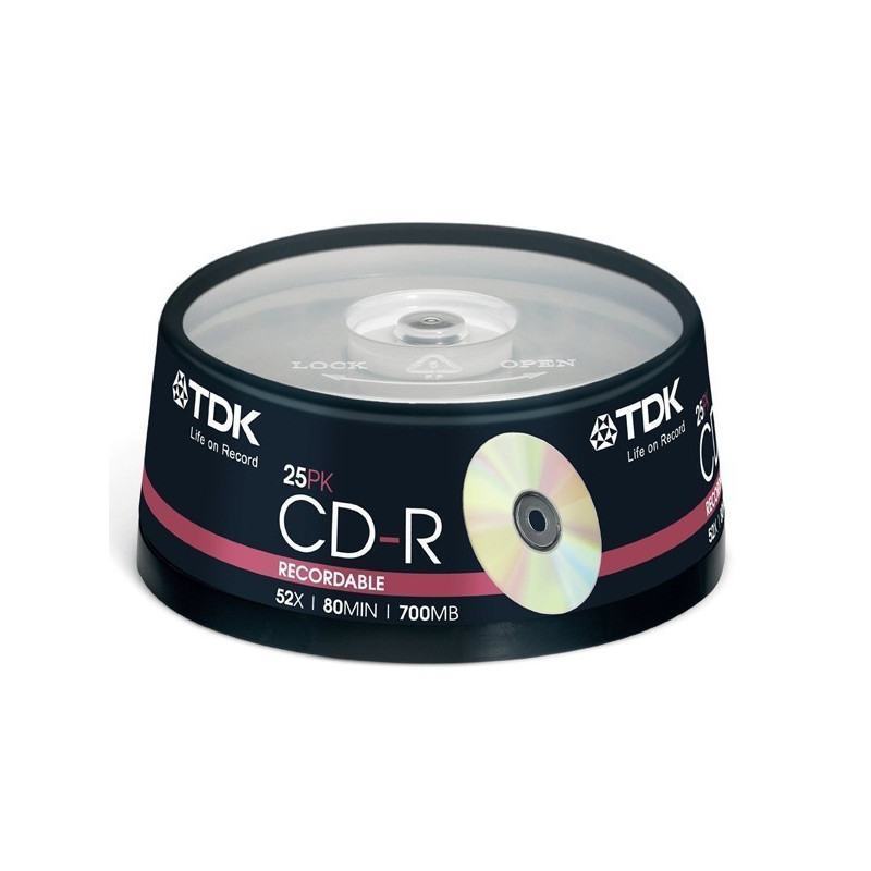 CD vierges TDK 18767 - storage media - CD-R x 25 - 700 Mo (TDK18767) à  65,00 MAD -  MAROC