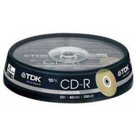 TDK T19886 CD-R LightScribe 700MB 52X 80 MIN 700MB 10 Cakebox Universal (TDK19886) - prix MAROC 