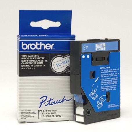 Brother TC203 P-Touch bleue sur blanc 12mm x 7m (TC203) à 222,00 MAD - linksolutions.ma MAROC