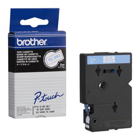 Brother TC293 P-Touch bleue sur blanc 9mm x 7m (TC293) - prix MAROC 