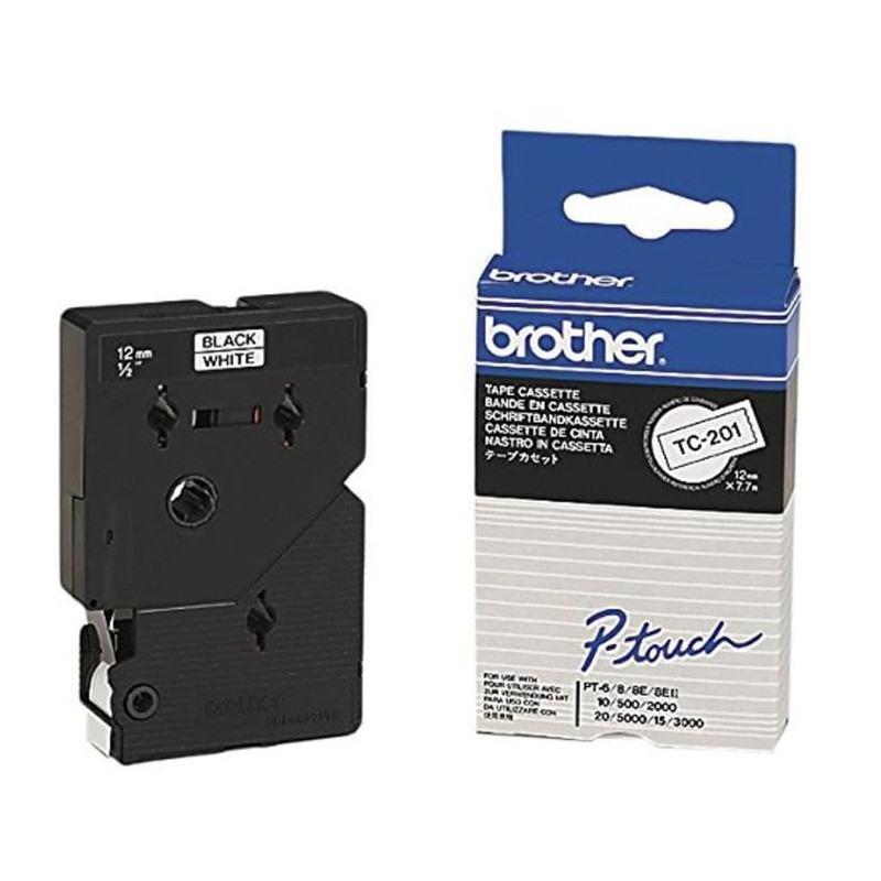 Autres consommables  BROTHER  Brother TC201 Noire sur blanc 12mm x 7m prix maroc