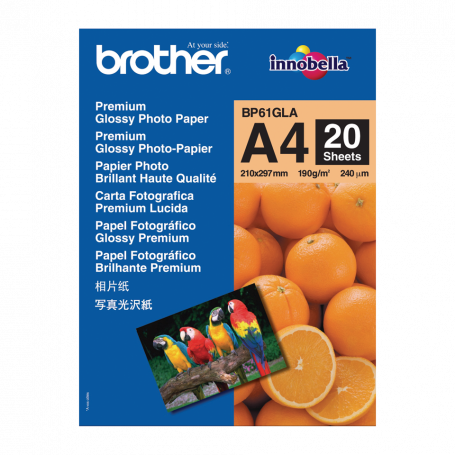 Papiers  BROTHER  Brother BP61GLA 20 feuilles de Papier photo brillant A4 190 g prix maroc