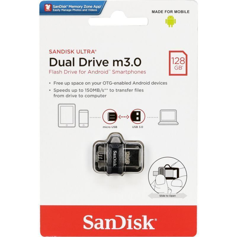 SDDD3-128G-G46  Clé USB Sandisk Ultra Dual Drive m3.0, 128 Go