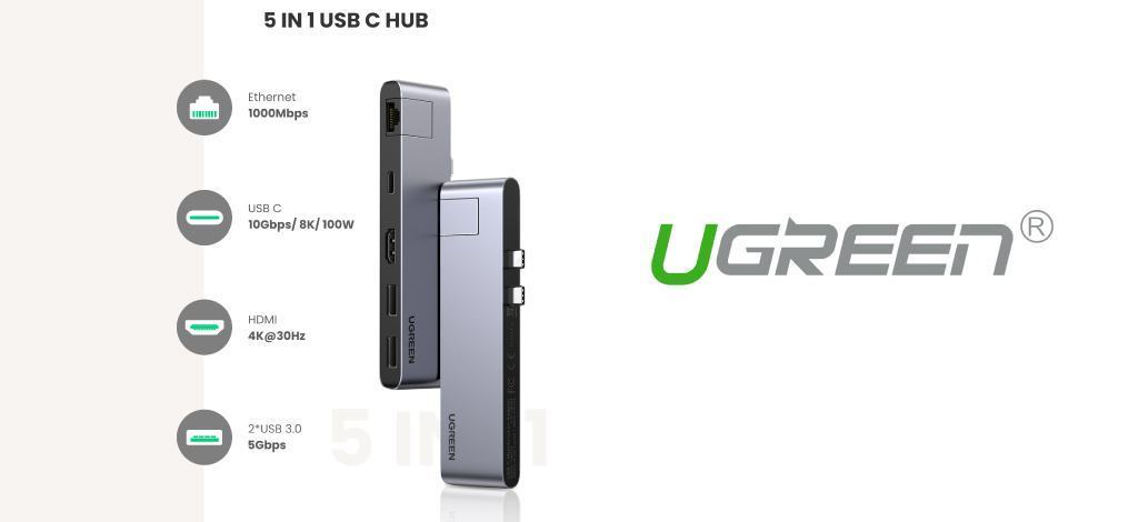 Ugreen 50984 5-in-1 USB C Adaptateur - LINKS SLUTIONS