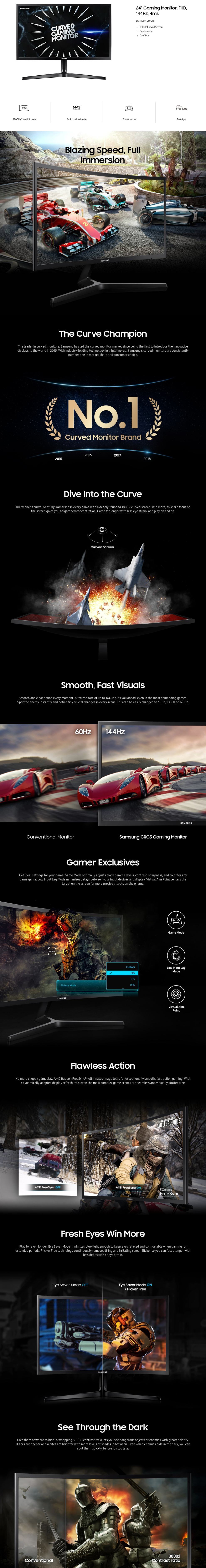 Ecran SAMSUNG 24 Moniteur Gaming Curved série R (LC24RG50FQMXZN) à 2  010,00 MAD -  MAROC