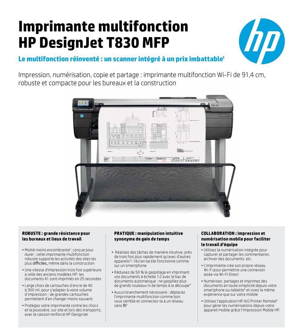 HP DESIGNJET T830 TRACEUR - MULTIFONCTION 36 POUCES (F9A30A) links Solutions livraison partout au Maroc