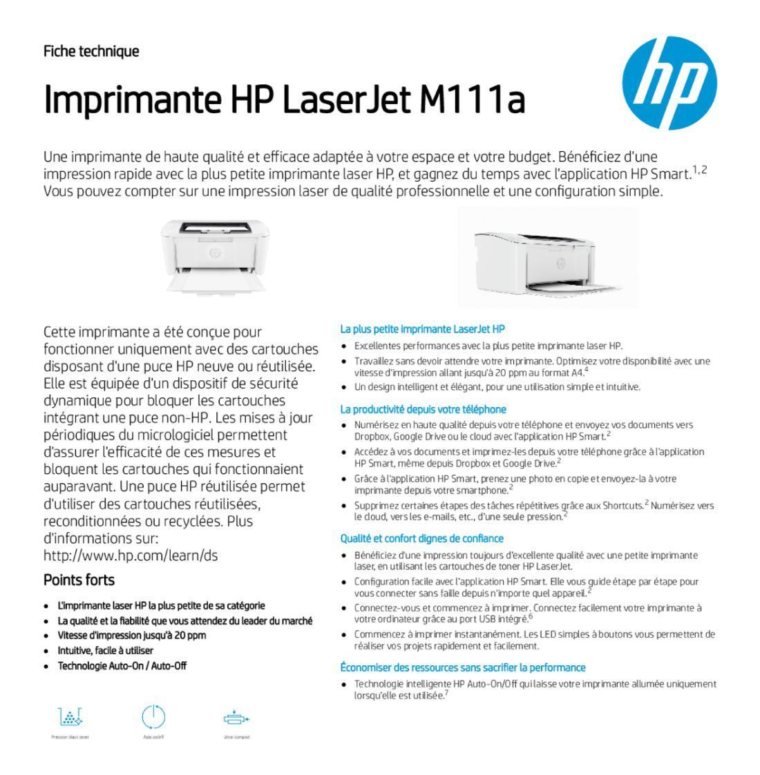 Imprimante Laser Monochrome HP LaserJet M111a (7MD67A) - EVO TRADING