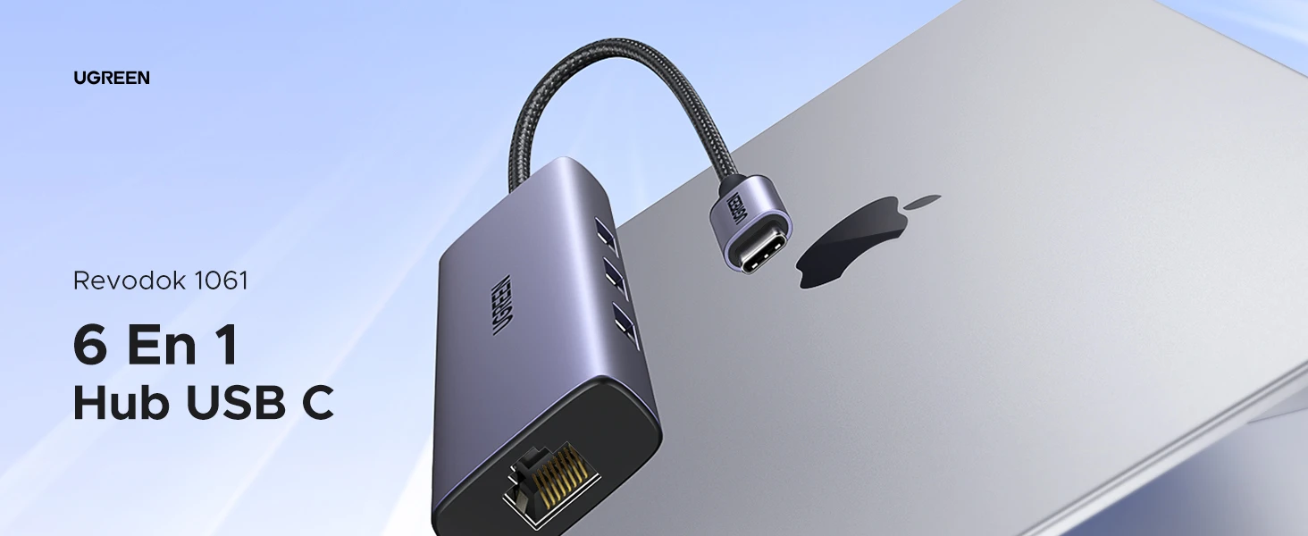 Hub Ugreen USB-C 6-en-1 – Multiport avec Chargeur – 15598