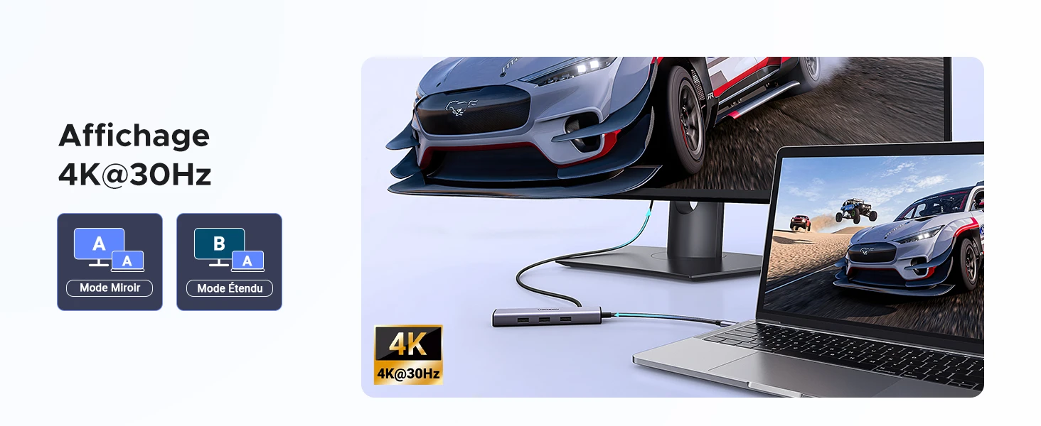 Hub Ugreen USB-C 6-en-1 – Multiport avec Chargeur – 15598