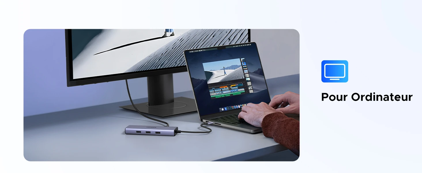 Hub Ugreen USB-C 6-en-1 – Multiport avec Chargeur – 15598