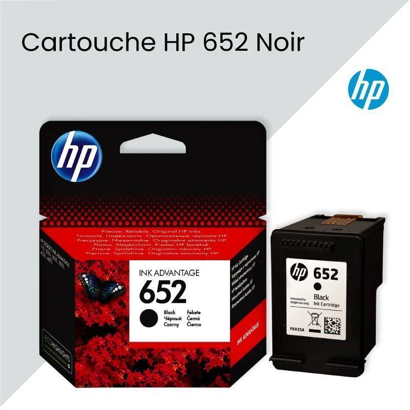 Cartouche Hp F6V25AE 652 Noir Original - Linksolutions.ma