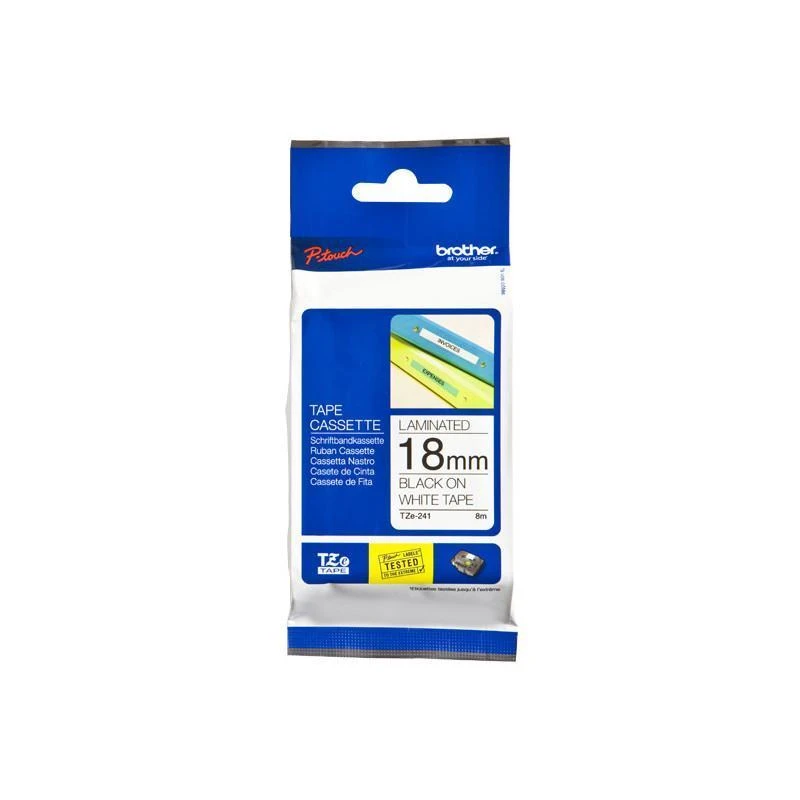 Brother TZE241 CASSETTE A RUBAN NOIR/BLANC 18mm - Linksolutions.ma