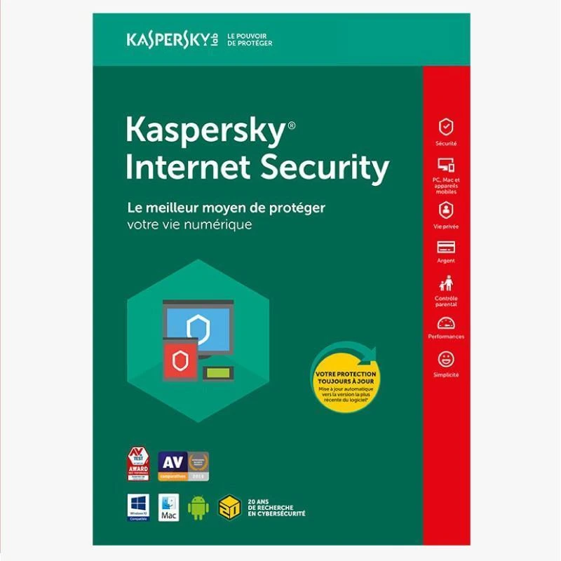 Antivirus Kaspersky KL19398BAFS-20FFPMAG Internet Security 1 Poste / 1an - Linksolutions.ma