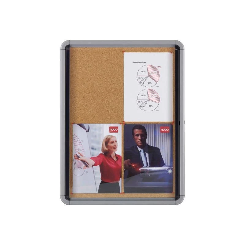 Tableaux 1902564 Tableau Daffichage En Liege Avec Vitrine 1000 X 752 Mm 9xA4 - Linksolutions.ma