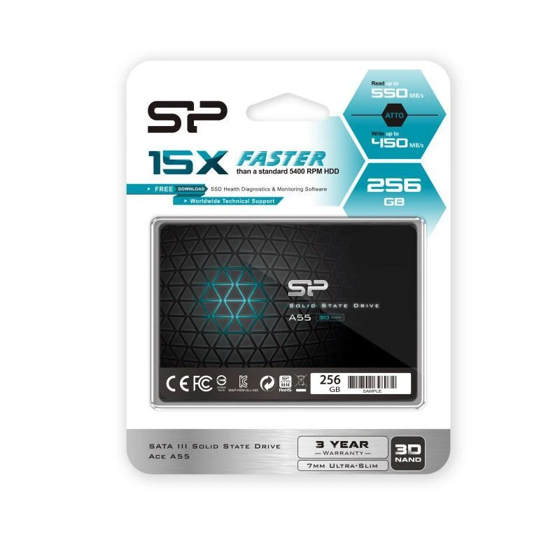 Interne SSD Silicon power SP256GBSS3A55S25 Ace A55 2.5 256 Go Serie ATA III 3D TLC - Linksolutions.ma