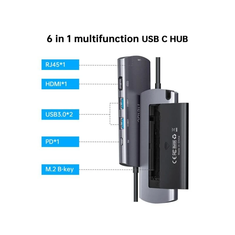 Netac NT07WH41-32C0 Boitier M2 Multifonction 6 En 1 Type-C WH41 - Linksolutions.ma