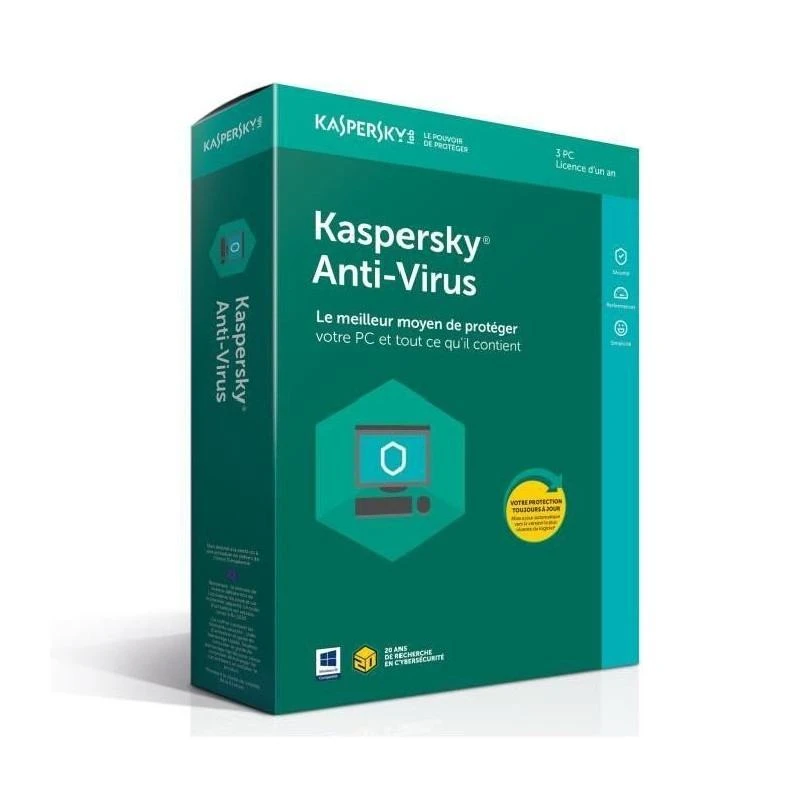 Logiciel Kaspersky Antivirus 2018 Pour PC 3 Postes (KL1171FBCFS-­8MAG) - Linksolutions.ma