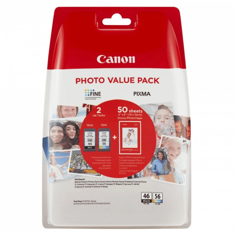 Cartouche Canon 9059B003AA Pack De Cartouches PG-46 + CL-56 PACK VALEUR PHOTO - Linksolutions.ma