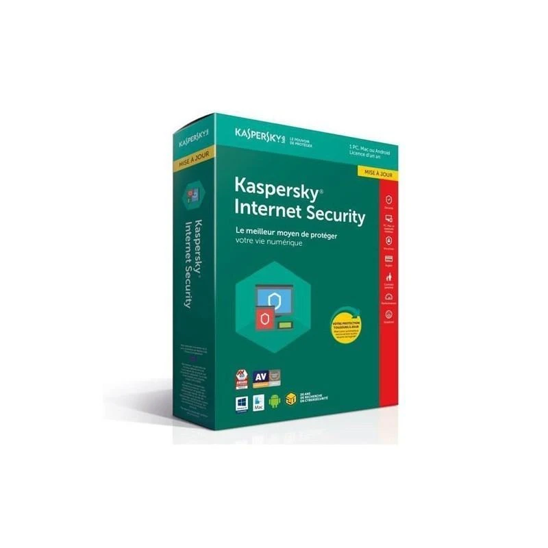 Logiciel Kaspersky Internet Security 2018 Pour 1 poste Multi­Devices (KL1941FBAFS-­8MAG) - Linksolutions.ma