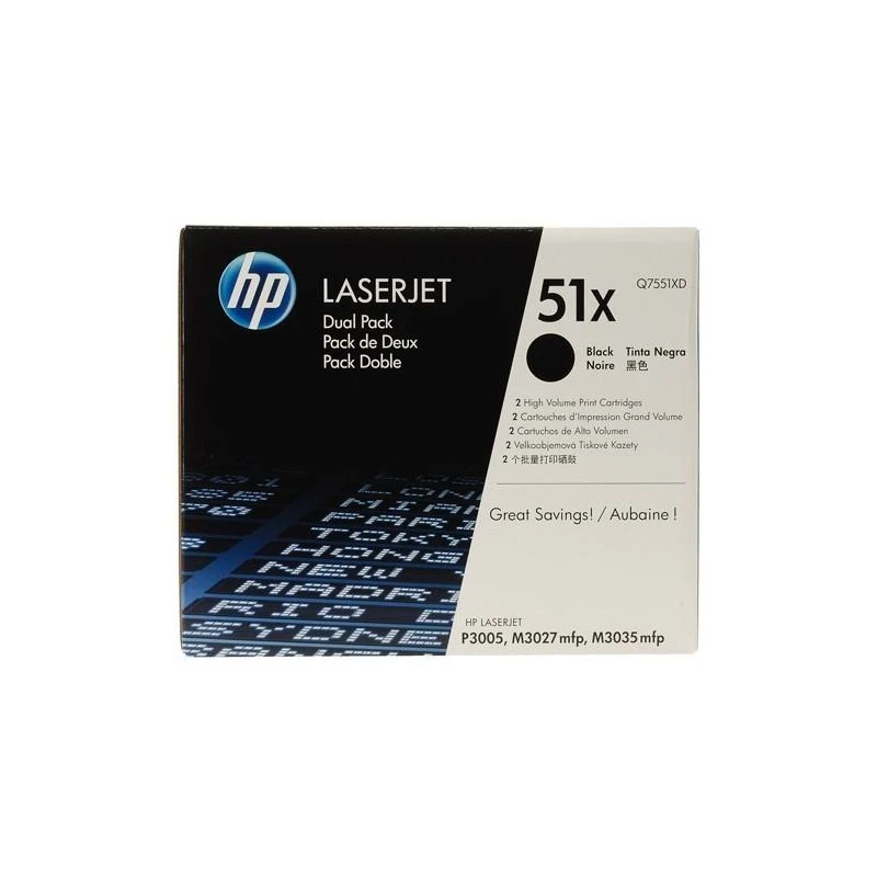 Toner Hp Q7551XD 51X 2-pack Grande Capacite Noir Original - Linksolutions.ma