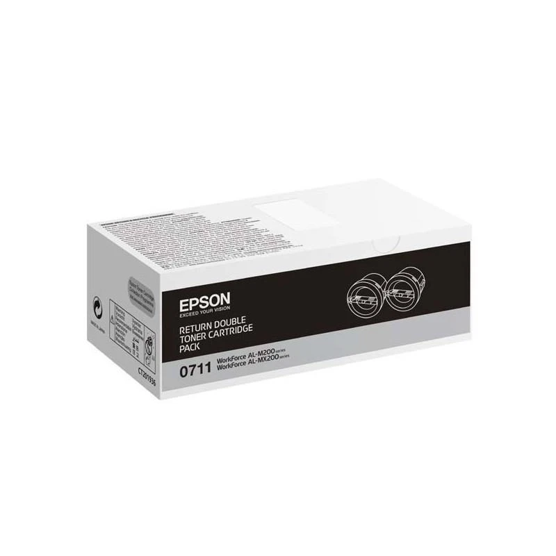 Toner Epson C13S050711 Pack 2 Return Toners Noir (2 X 2500p.) WorkForce Serie AL-M200DN/DW - Linksolutions.ma