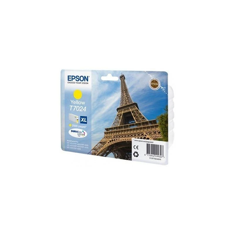 Cartouche Epson C13T70244010 Encre Jaune XL Tour Eiffel WP-40xx/WP-45xx (2 000 P) - Linksolutions.ma