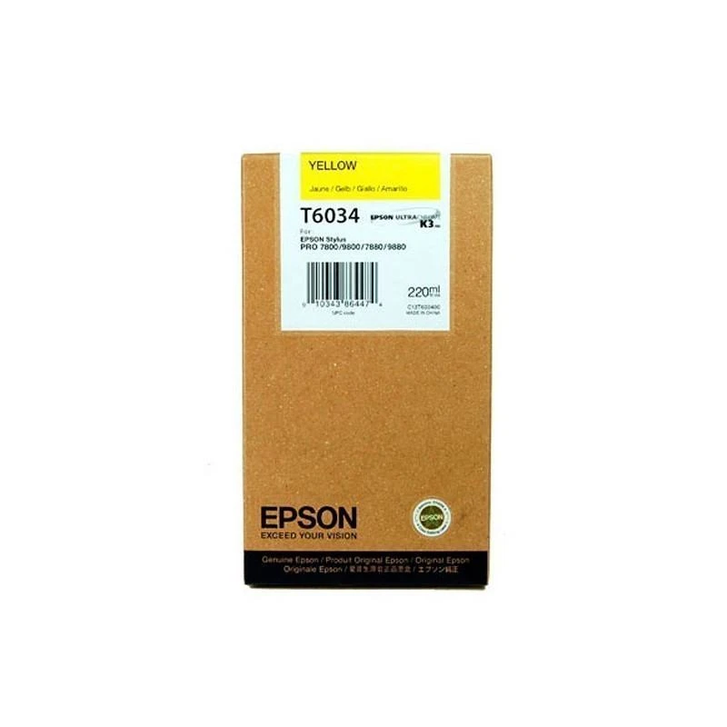 Cartouche Epson C13T603400 Encre Pigment Jaune SP 7800/7880/9800/9880 (220ml) - Linksolutions.ma