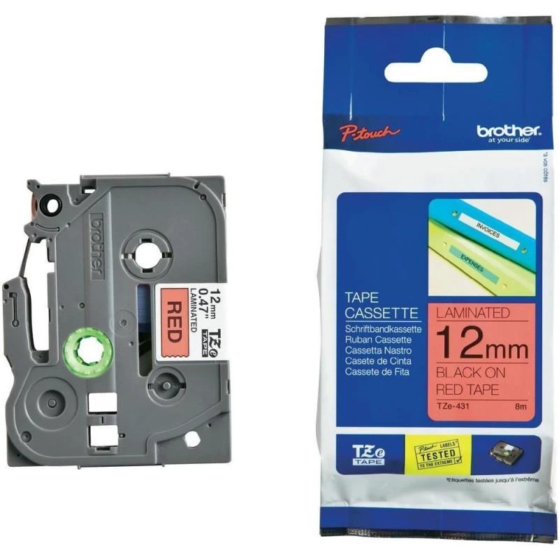 Brother TZe431 12mm Noir TZE431 Rouge - Linksolutions.ma