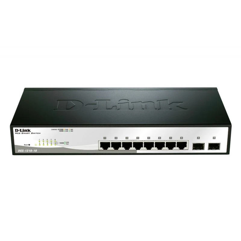 D-link DGS-1210-10/E Web Smart Swicth 8 Port 10/100/1000Base-T Ports + 2 SFP Ports - Linksolutions.ma